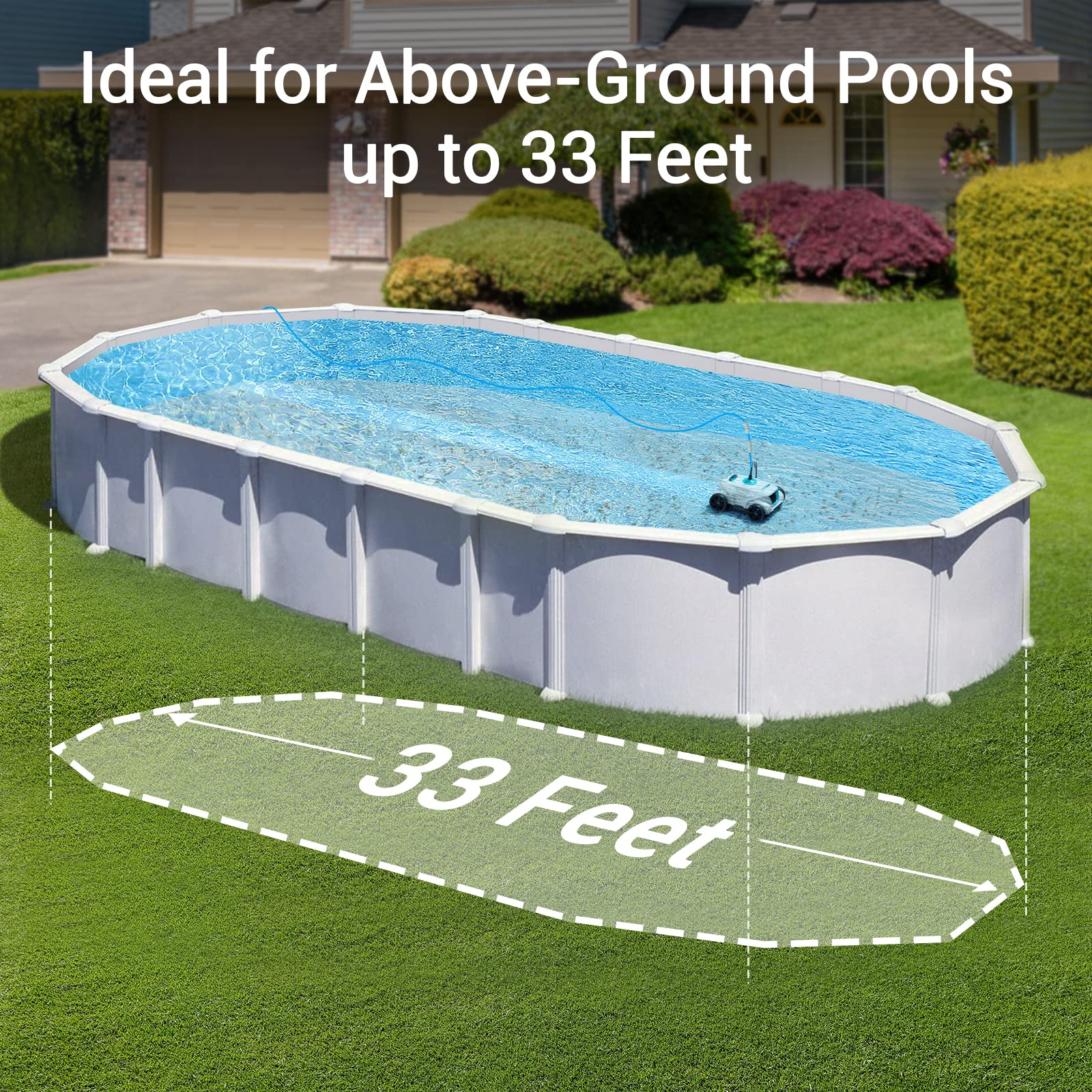 AIPER Automatic Pool Cleaner, Second Generation Robotic Pool Vacuum with Dynamic Dual-Drive Motors, Bottom Brush, 33ft Swivel Floating Cable, Ideal for Above/In Ground Pool Floor Cleaning