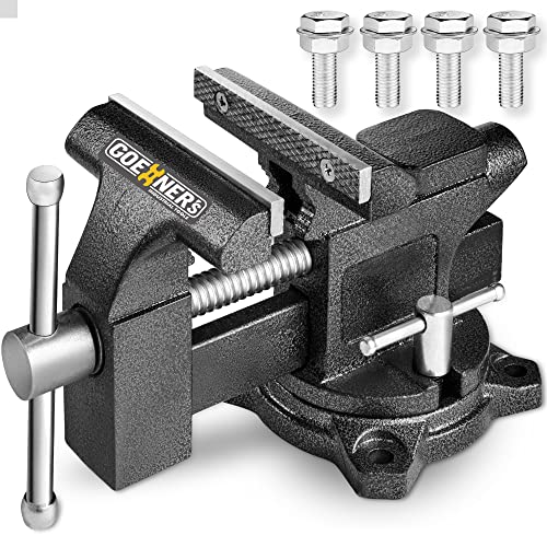 Bench Vise, 4-1/2" Vice for Workbench, Utility Combination Pipe Home Vise with Heavy Duty Forged Steel Construction, Swivel Base Table Vise for Woodworking, Home Workshop Use and DIY Jobs