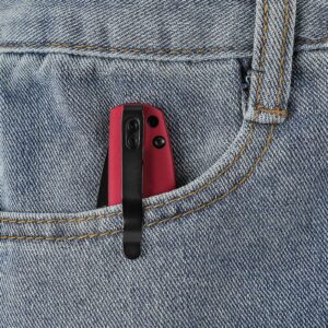 Kizer Gemini Mini Red Matte Aluminum Pocket Knife, Black Coated N690 Blade Flipper Knife with Clip for EDC,V2471E1