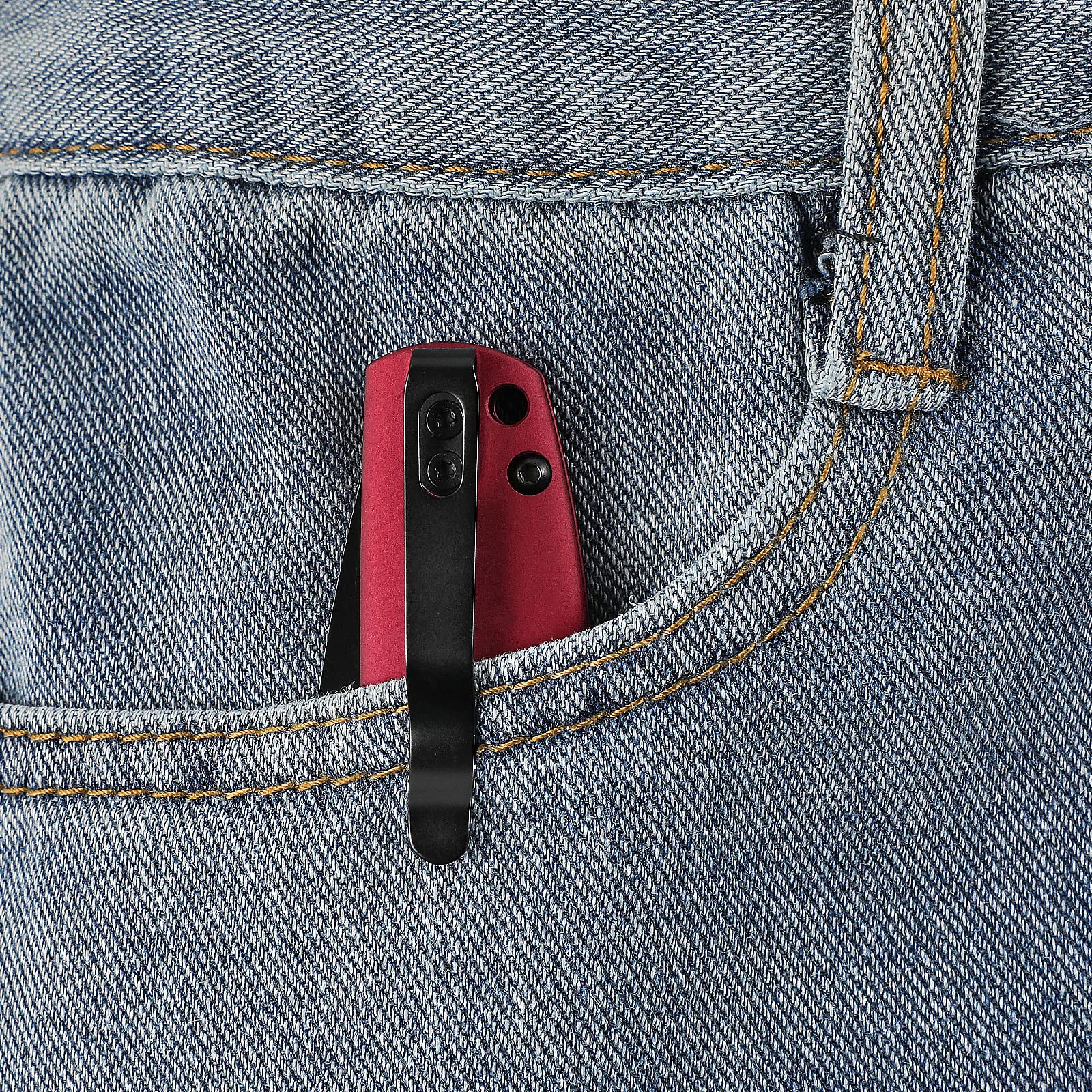 Kizer Gemini Mini Red Matte Aluminum Pocket Knife, Black Coated N690 Blade Flipper Knife with Clip for EDC,V2471E1