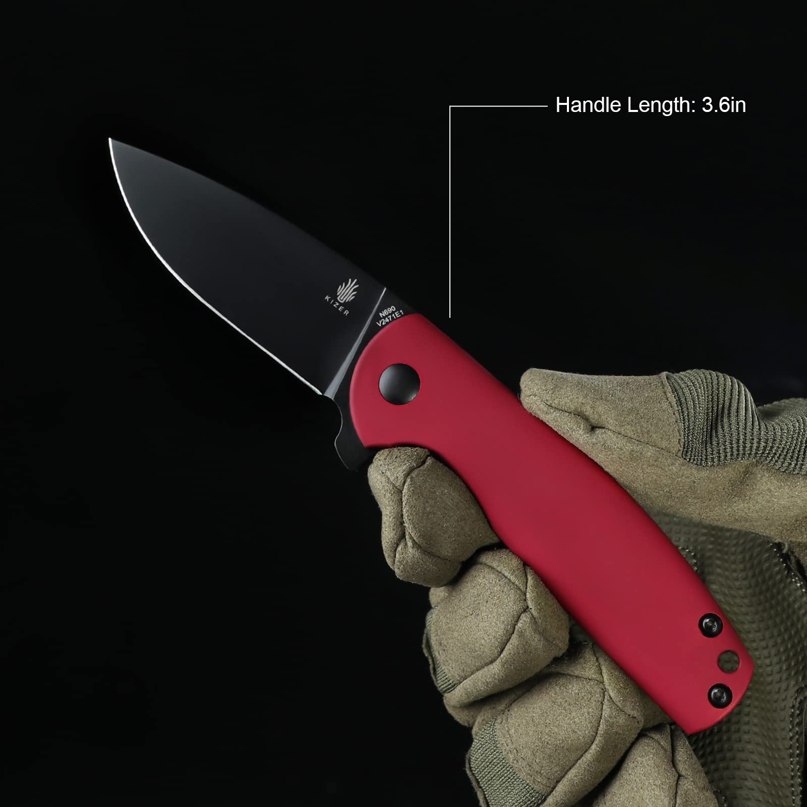 Kizer Gemini Mini Red Matte Aluminum Pocket Knife, Black Coated N690 Blade Flipper Knife with Clip for EDC,V2471E1