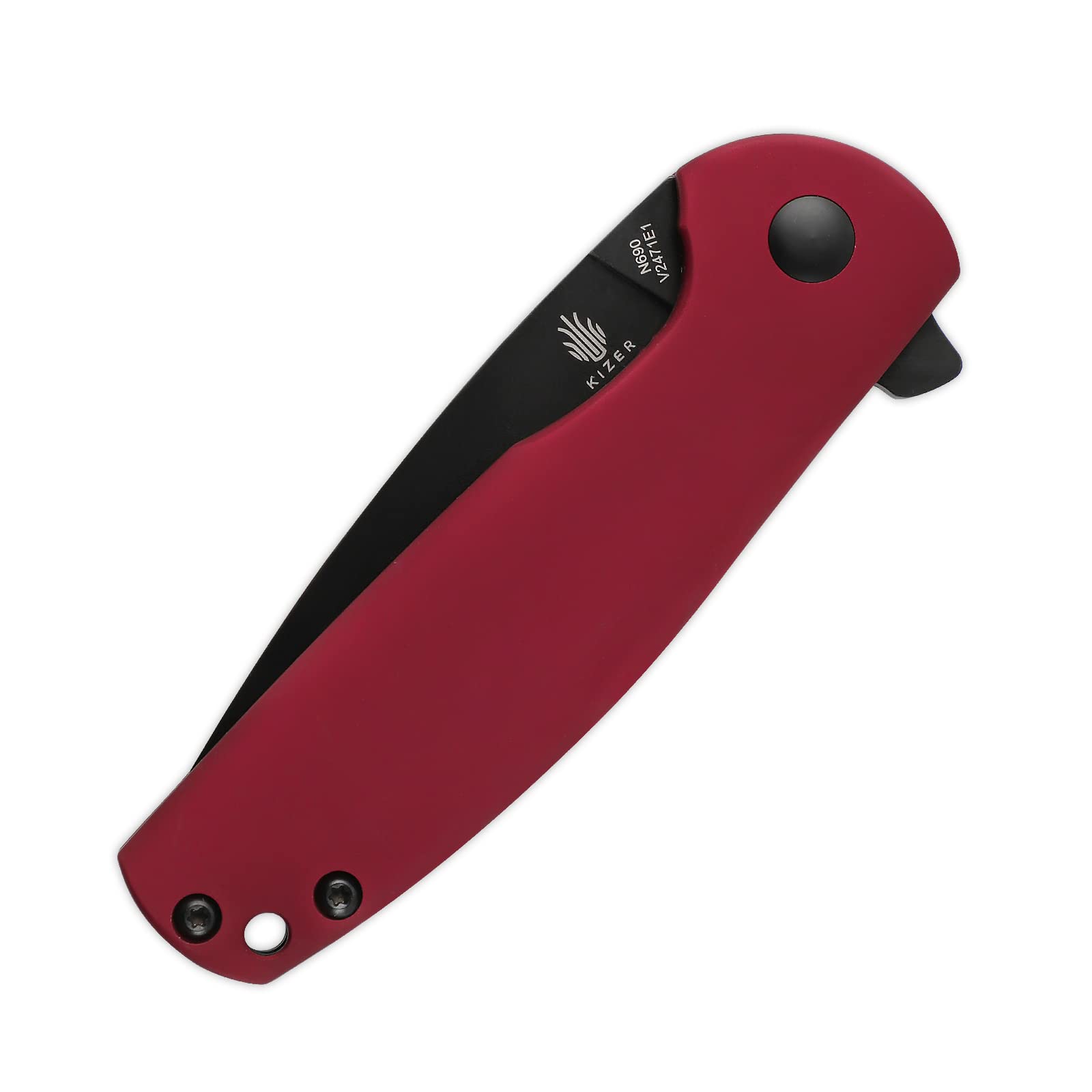 Kizer Gemini Mini Red Matte Aluminum Pocket Knife, Black Coated N690 Blade Flipper Knife with Clip for EDC,V2471E1