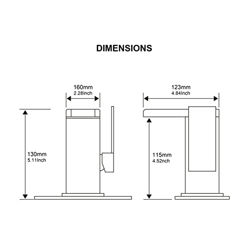 KirlystonE LED Single Handle Bathroom Faucet, Modern Square Matte Black Single Hole Vanity Sink Faucet with Waterfall Spout