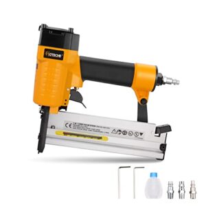 hoteche 2-in-1 pneumatic brad nailer 18ga 3/8-inch to 2-inch staple gun kit framing palm nail gun for wood working and roofing pin nailer with carrying box