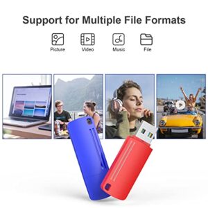 K&ZZ 32GB Flash Drives 3.0 with Lanyard 3 Pack 32 GB USB 3.0 Thumb Drive USB Stick 32G USB 3.0 Flash Drive Zip Drives for Data Storage (Red Blue Cyan)