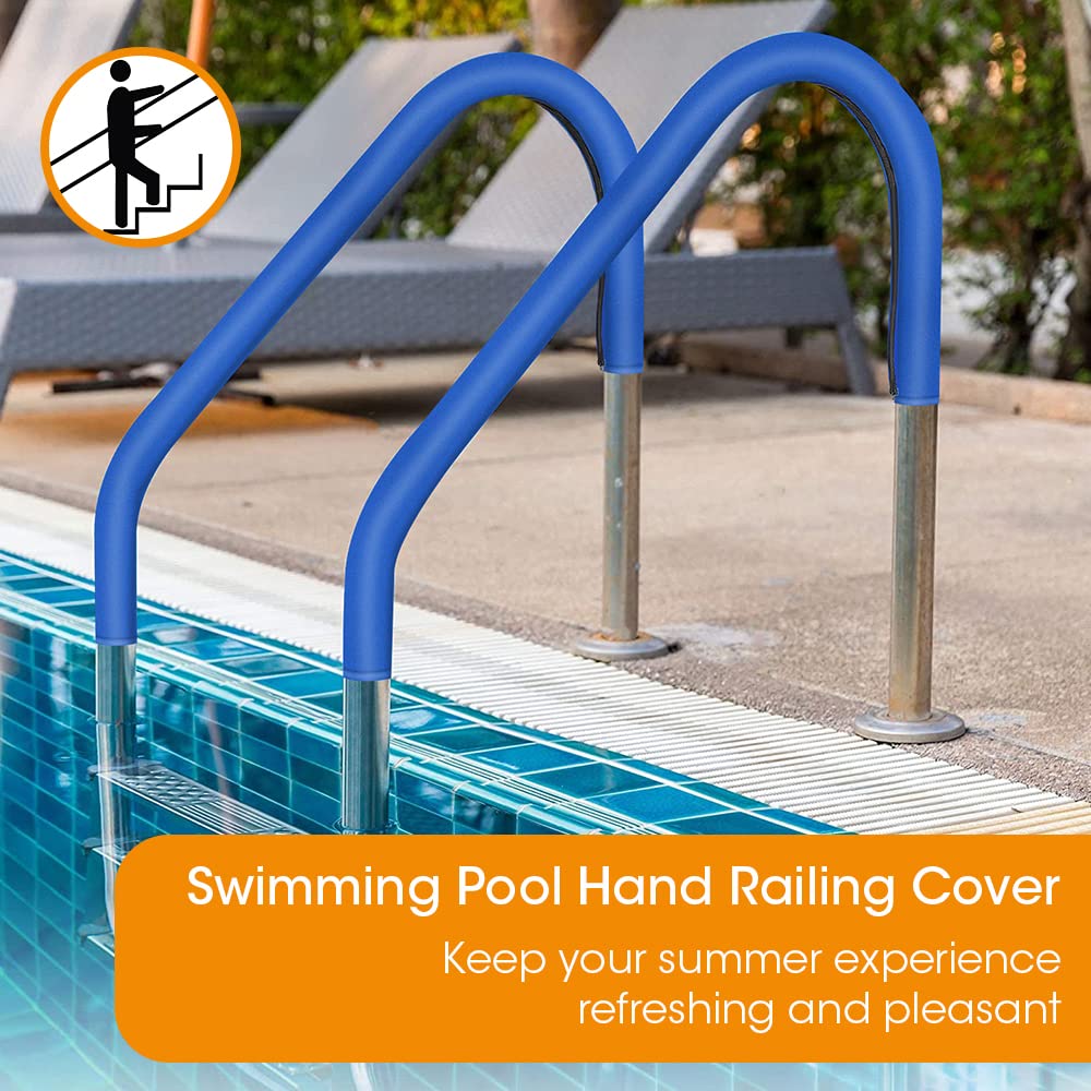 2Pcs Pool Handrail Cover with Zipper, Swimming Pool Hand Railing Covers Anti-Slip Anti-Scald Safety Ladder Rail Grip Sleeve 4FT