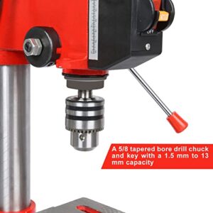 FYFAY 3-Amp 8-Inch Drill Press, 5-Speed Benchtop Drill Press with Beveling Work-table, 120V 2-1/4HP Tabletop Drilling Machine for Wood, Plastic, Metal, 2-inch Spindle Travel, 8-inch Swing Distance