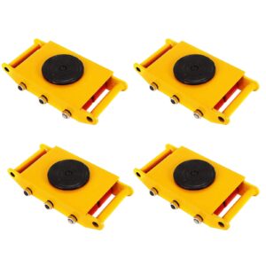 industrial machinery mover machine dolly skate - 4pcs heavy duty mover 4 rollers 8ton 17600lb with 360° rotate cap, apply for epoxy-coating floor, yellow