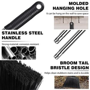 Almcmy Indoor/Outdoor Broom,Commercial Heavy Duty Broom with Stainless Steel Handle, Angle Broom for Indoor Lobby Home Garage Kitchen Office Courtyard Lawn Concrete - Black