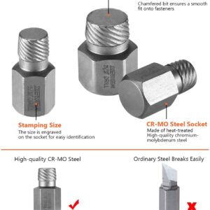 XEWEA 13Pcs Screw Extractor Set Hex Head Multi-Spline Easy Out Bolt Extractor Kit, Chrome Molybdenum Alloy Steel Rounded Bolt Remover Tool for Broken Rusted Bolts Screws