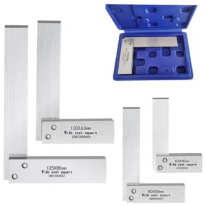 engineer square machinist square set, 4pcs high precision hardened steel square angle ruler 90 degree wide base square tool wide sitting angle square l-type measuring tool