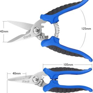 stedi Scissors Heavy Duty, Multipurpose Shears with Finely Serrated Blades,Easy Cutting Electrical Cable Notch, Insulation, Non-Slip Comfortable Handle, Cuts Wire, Carton,Soft Cable