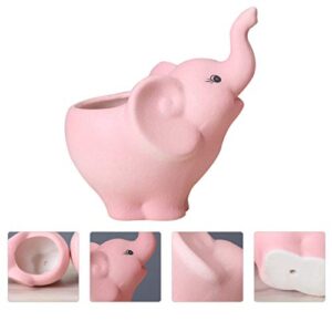 ABOOFAN Elephant Succulent Pots Ceramic Animal Planter Flower Pots Small Desk Elephant Statue Porcelain Plant Pot Cactus Bonsai Container for Home Office Tabletop Decorations Pink