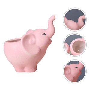 ABOOFAN Elephant Succulent Pots Ceramic Animal Planter Flower Pots Small Desk Elephant Statue Porcelain Plant Pot Cactus Bonsai Container for Home Office Tabletop Decorations Pink