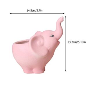 ABOOFAN Elephant Succulent Pots Ceramic Animal Planter Flower Pots Small Desk Elephant Statue Porcelain Plant Pot Cactus Bonsai Container for Home Office Tabletop Decorations Pink