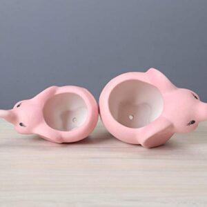 ABOOFAN Elephant Succulent Pots Ceramic Animal Planter Flower Pots Small Desk Elephant Statue Porcelain Plant Pot Cactus Bonsai Container for Home Office Tabletop Decorations Pink