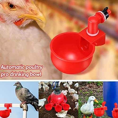 DIY Automatic Chicken Feeder and Waterer Set, 4PCS No-Waste Feeder Port,2 PCS Automatic Waterer Cup, 2 PCS Horizontal Chicken Nipples Waterer