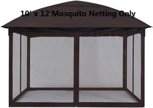 suncula replacement gazebo mosquito netting screen with zipper for patio outdoor ,garden and backyard (10'x12', black, only netting)