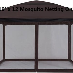 SunCula Replacement Gazebo Mosquito Netting Screen with Zipper for Patio Outdoor ,Garden and Backyard (10'x12', Black, Only Netting)
