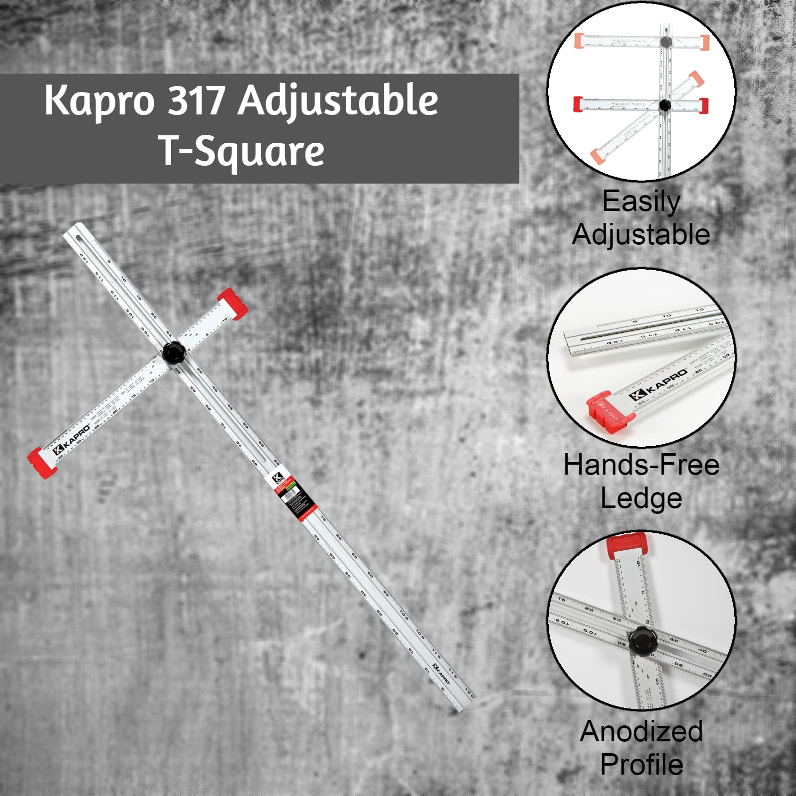 Kapro 317 Adjustable T-Square + 245 Mini Level Bundle