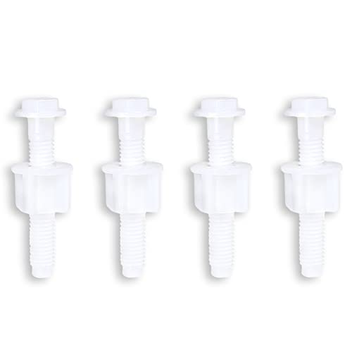 4pcs Universal White Plastic Toilet Seat Hinge Bolt Screw for Top Mount Toilet Seat Hinges