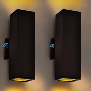up and down lights outdoor wall light dusk to dawn, exterior light fixture wall mount 2 pack, matte black front porch light, ip65 outdoor wall sconce for patio, garage, front door - etl listed