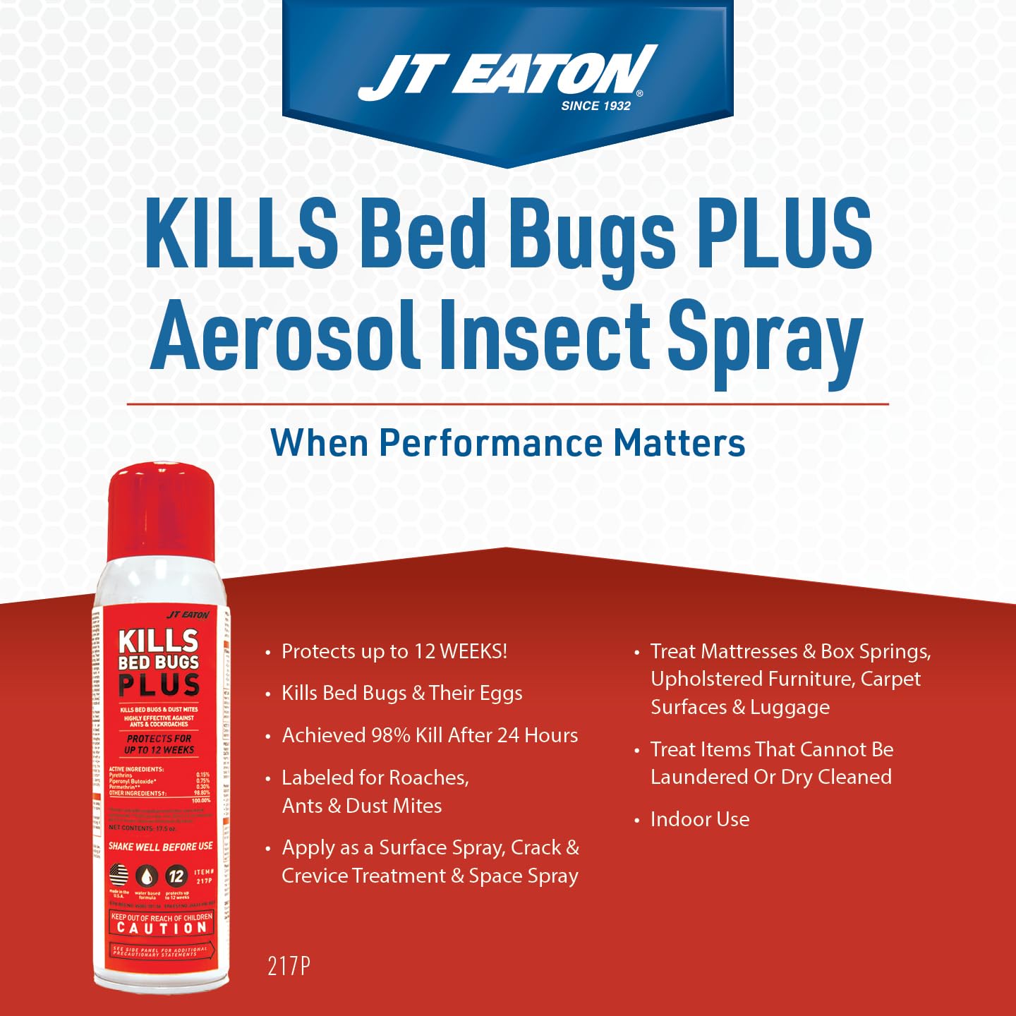 JT Eaton 217P Bed Bug Killer Plus Pro-Label, Non-Staining Water Based Insect Spray for Indoors (17.5 oz)
