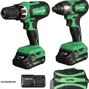 Metabo HPT 18V MultiVolt Hammer Drill and Impact Driver Combo Kit | Cordless | 2-2.0Ah Li-Ion Batteries w/Fuel Gauge | Lifetime Tool Warranty | KC18DFX