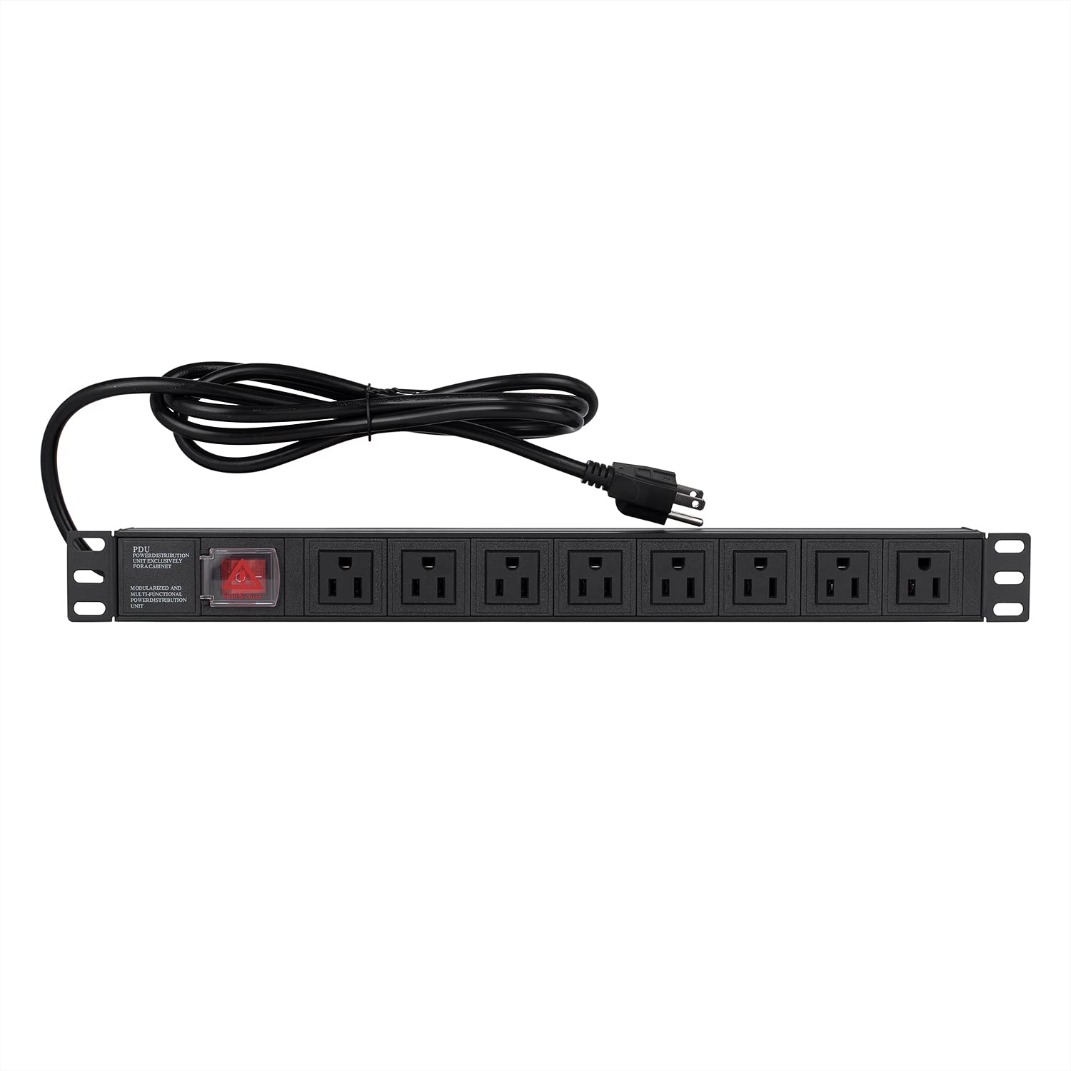 19" 1U Rack Mount PDU Power Strips 6 or 8 Outlet Mountable Power Strip, Wall Mount Outlet Power Strip Heavy Duty, Wide Spaced 15A 125V 1875W, 6 FT SJT 14AWG Power Cord (6FT) (8 Outlet)