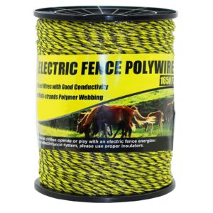 besteel upgraded electric fence poly wire 1650 feet 500 meters, 1/8" diameter portable electric fencing polywires, 6 stainless steel strands for reliable conductivity and rust resistance uv resistant