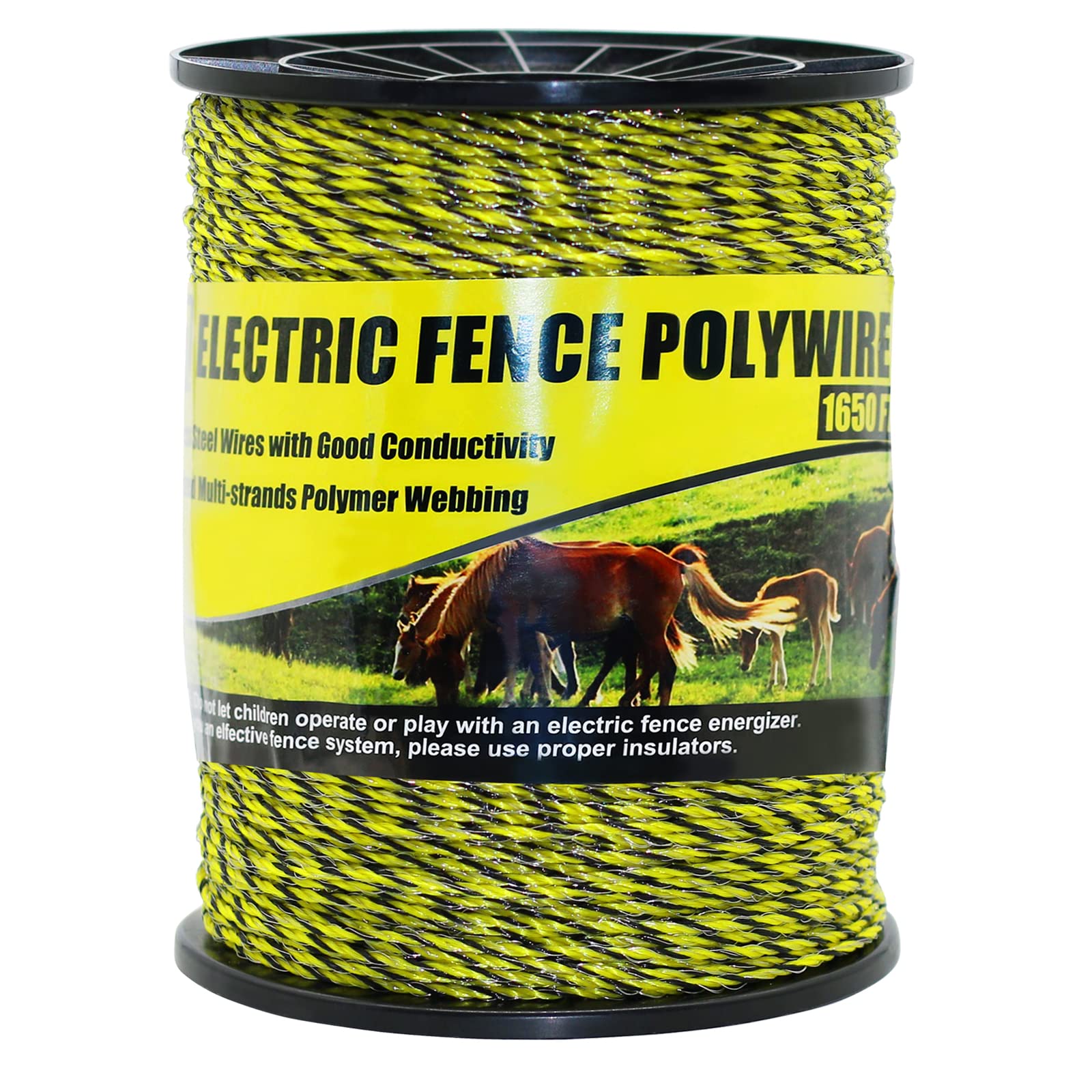 BESTEEL Upgraded Electric Fence Poly Wire 1650 Feet 500 Meters, 1/8" Diameter Portable Electric Fencing Polywires, 6 Stainless Steel Strands for Reliable Conductivity and Rust Resistance UV Resistant