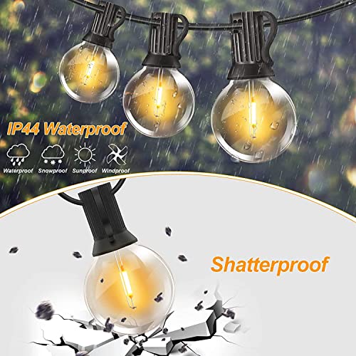 GHUSTAR 150FT Outdoor LED String Lights, G40 Patio Lights with 75pcs Bulbs 1W, Waterproof Shatterproof Dimmable Globe Outside Hanging Lights for Backyard, Cafe & Bistro