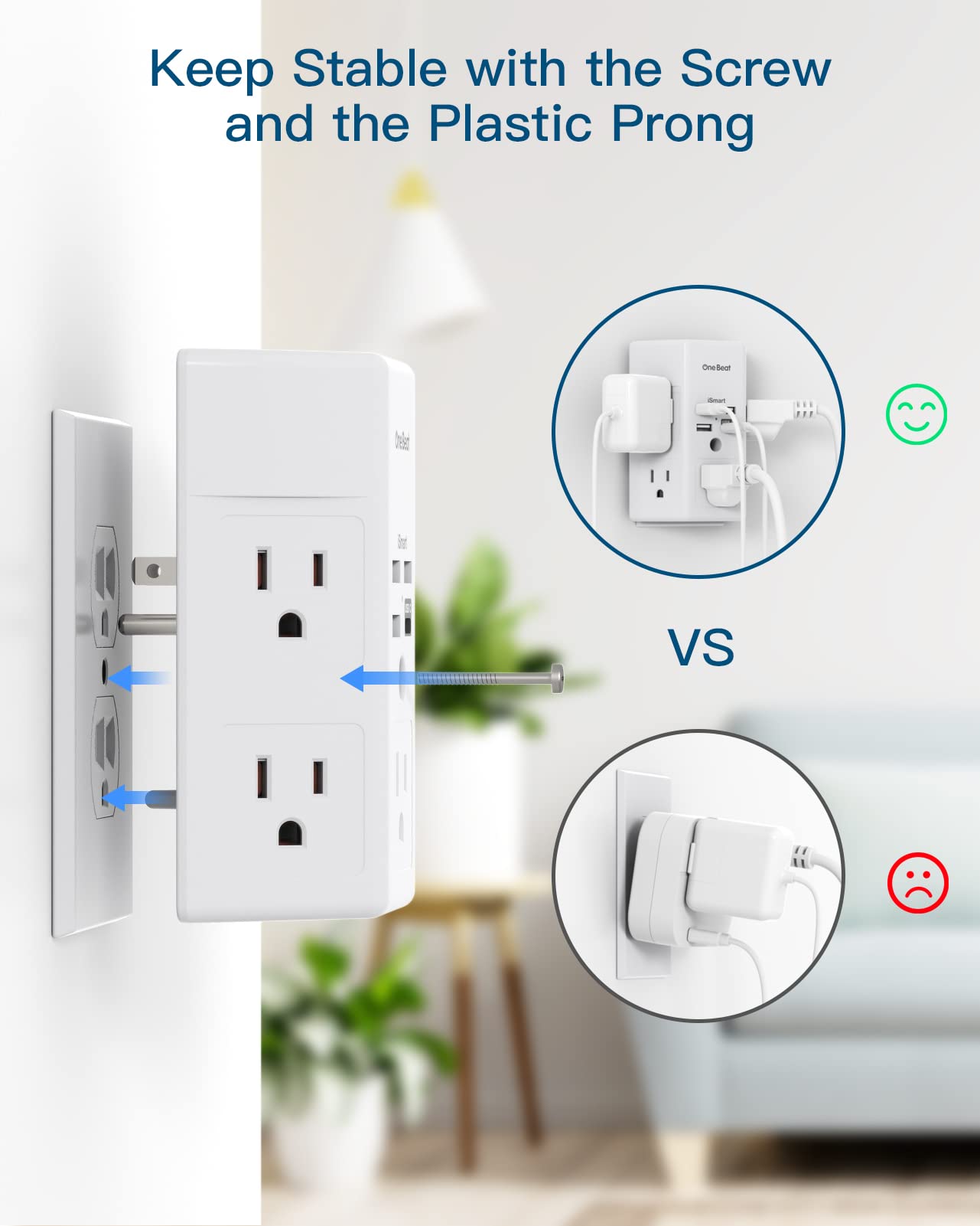 10Ft Surge Protector Power Strip and 1800J Outlet Extender Bundle