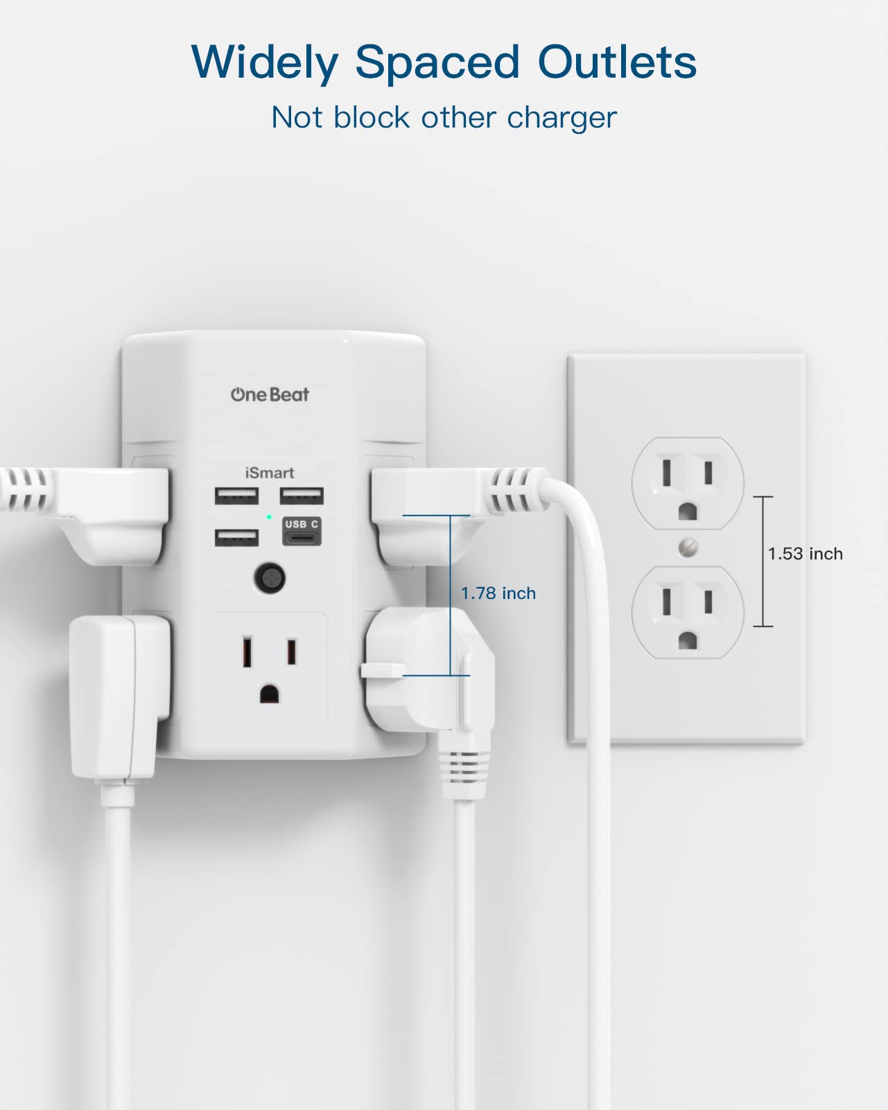 10Ft Surge Protector Power Strip and 1800J Outlet Extender Bundle