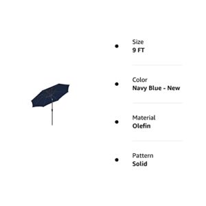 wikiwiki Olefin 9 FT Market Umbrella Patio Outdoor Table Umbrellas with 3-Year Nonfading Olefin Canopy and Push Button Tilt for Garden, Lawn, Backyard & Pool, Navy Blue