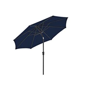 wikiwiki Olefin 9 FT Market Umbrella Patio Outdoor Table Umbrellas with 3-Year Nonfading Olefin Canopy and Push Button Tilt for Garden, Lawn, Backyard & Pool, Navy Blue