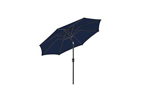 wikiwiki Olefin 9 FT Market Umbrella Patio Outdoor Table Umbrellas with 3-Year Nonfading Olefin Canopy and Push Button Tilt for Garden, Lawn, Backyard & Pool, Navy Blue