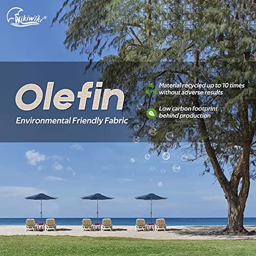 wikiwiki Olefin 9 FT Market Umbrella Patio Outdoor Table Umbrellas with 3-Year Nonfading Olefin Canopy and Push Button Tilt for Garden, Lawn, Backyard & Pool, Navy Blue