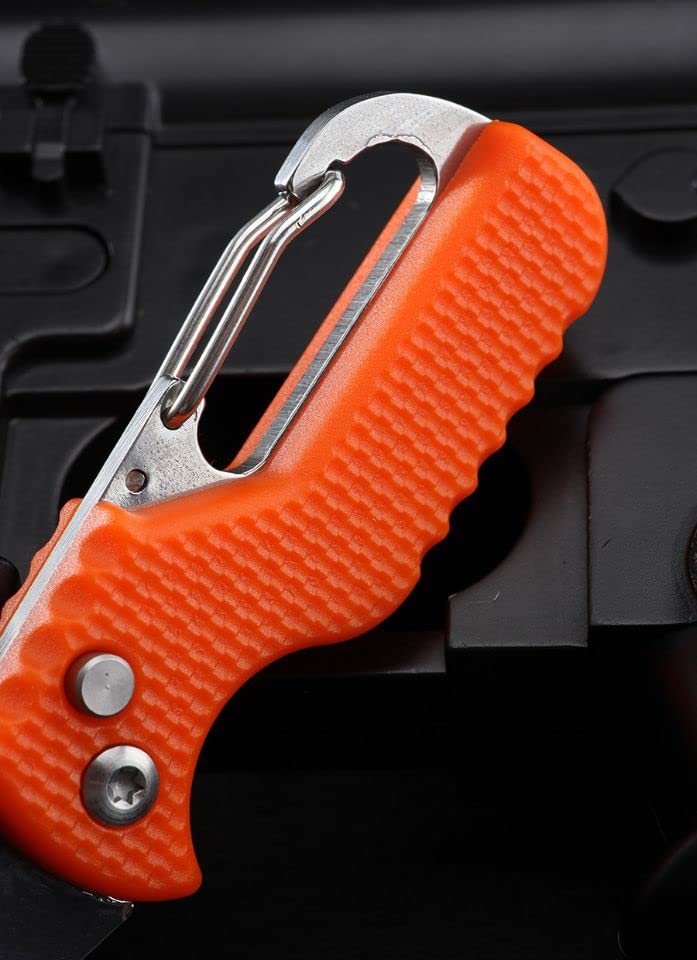 YISIDA 2 PACK Mini Folding Keychain Knife, Box/Seatbelt Cutter, Portable Rescue Knife, Orange and Black, 4.3 inch