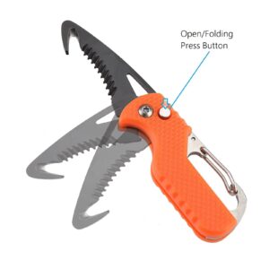 YISIDA 2 PACK Mini Folding Keychain Knife, Box/Seatbelt Cutter, Portable Rescue Knife, Orange and Black, 4.3 inch