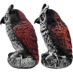 Glintoper 2 Pack Plastic Fake Owl Bird Scarecrow Horned Decoy, Bird Deterrents Scary Birds Away, Nature Enemy Pest Repellent for Outdoor Garden Yard Protectors