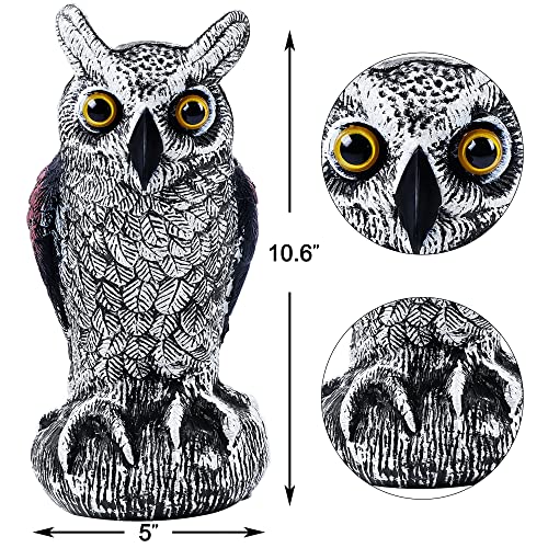 Glintoper 2 Pack Plastic Fake Owl Bird Scarecrow Horned Decoy, Bird Deterrents Scary Birds Away, Nature Enemy Pest Repellent for Outdoor Garden Yard Protectors