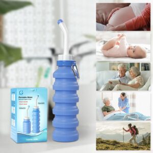 Glavarow Portable Travel Bidet Collapsible & Expandable Handheld Personal Bidet 550ml Perineal Bottle for Postpartum Care/Personal Hygiene Cleaning(Blue)