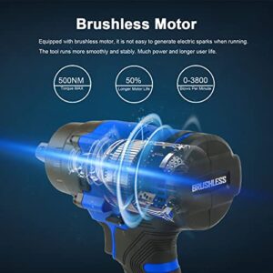 Prostormer Cordless Impact Wrench 1/2 Inch with Brushless Motor, 370Ft-Lbs High Torque Impact Wrench Set with 20V Battery and Fast Charger, Powered Impact Gun for Car Tire Lug Nuts