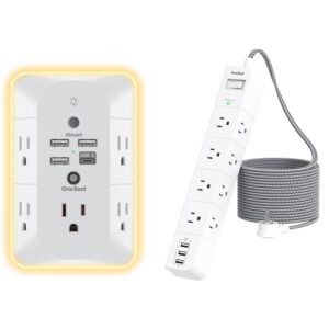 outlet extender with night light and surge protector with usb bundle
