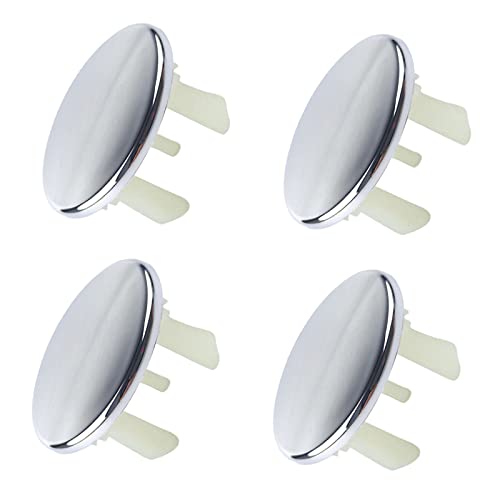 4 Pack Sink Overflow Covers Bathroom Kitchen Basin Trim Single Layer Ring Round Hole Caps Insert Spares for Home Shopping Malls Kitchen Bathroom Silver Tone