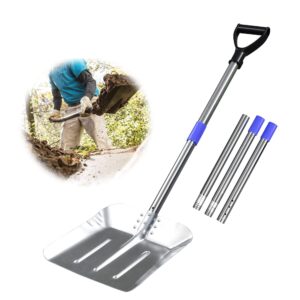 garden shovels for digging, adjustable pole with ergonomic d grip spade shovel with flat head,55 or 41 inch detachable stainless steel digging shovel for scoop edging trenching landscaping，big