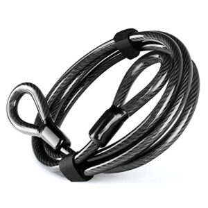 bike lock cable 7 feet 1/2" thick heavy duty vinyl coated flexible security steel cable with sealed loop anti-theft safety cables for u-lock, padlock, disc lock