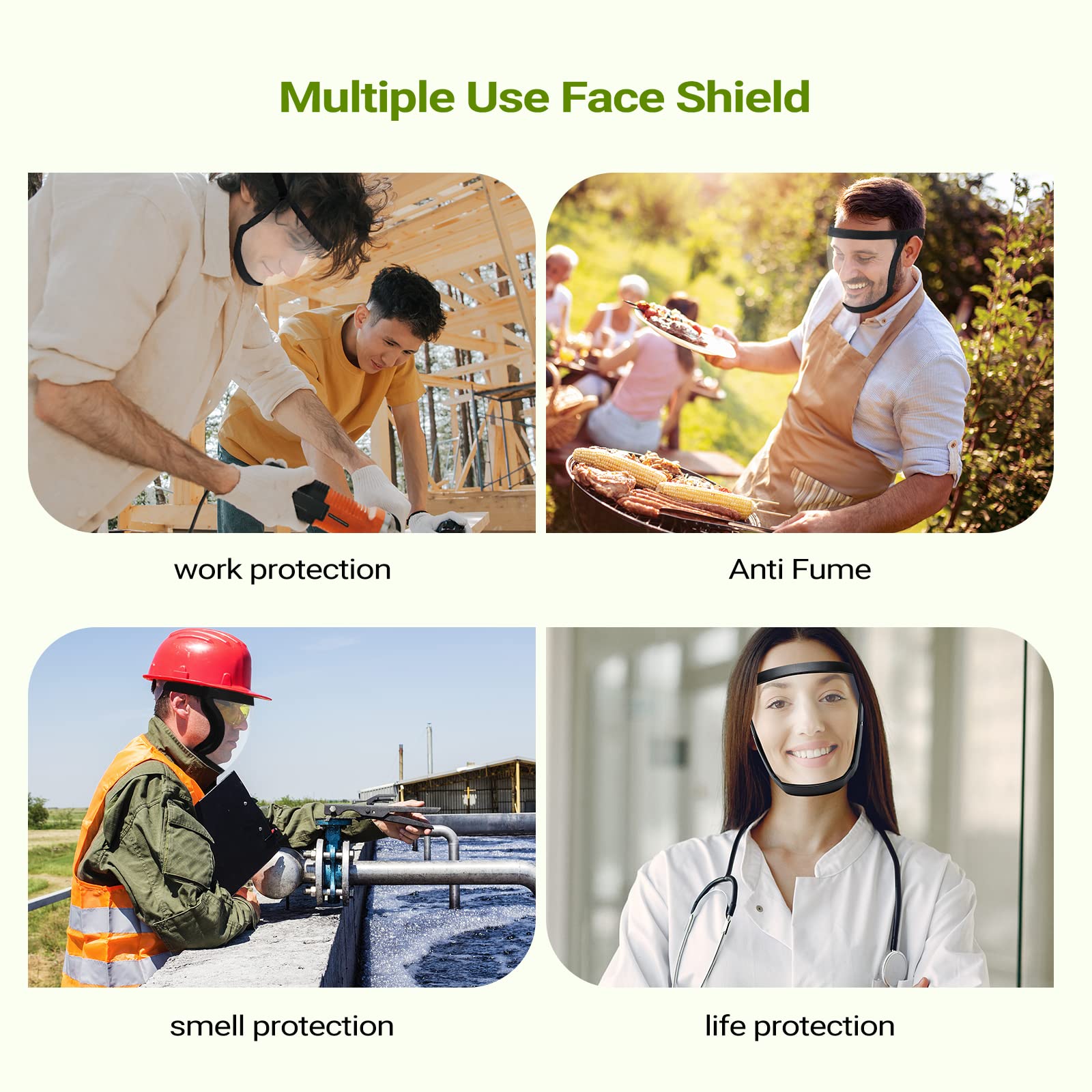 TRIrunpdl 2 Pack Clear Full Safety Face Shield for Adults Women Men, Adjustable & Reusable Super Protective Face Shields with Super Lightweight, High-Definition, Anti-Fog Red
