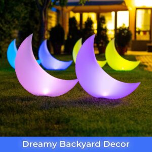 TIALLY Floating Pool Lights Solar Powered - 24" Crescent Moon Floating Lights - Inflatable Floating Solar Pool Lights for Swimming Pool, LED Pool Lights for Weddings, Pool Party Decor (2 Pack)